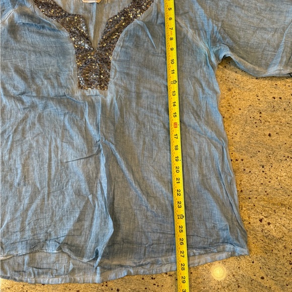 Soft Surroundings Women's Long Sleeve Sequin V Neck Cotton Top Garment Dyed XL - Picture 8 of 9